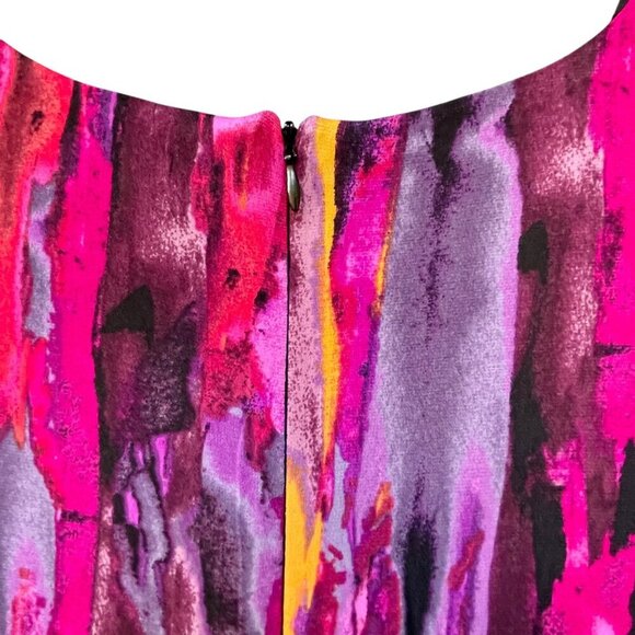 London Times Twist Front Long Sleeve Asymmetric Hem Dress Pink Purple Sz 14 - Picture 8 of 15